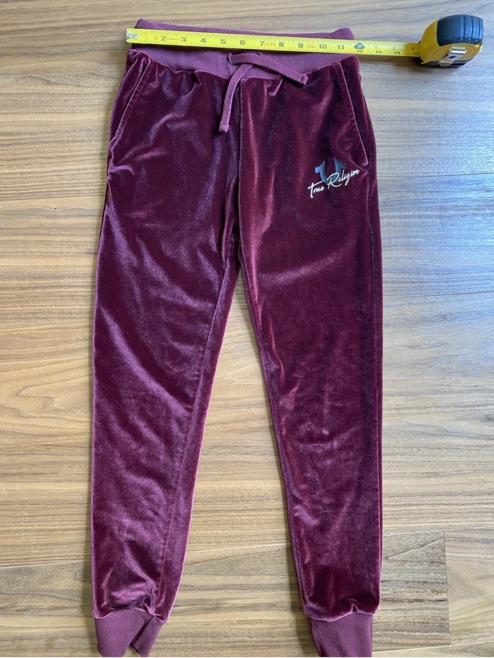 True Religion Kids Velvet Joggers in Burgundy